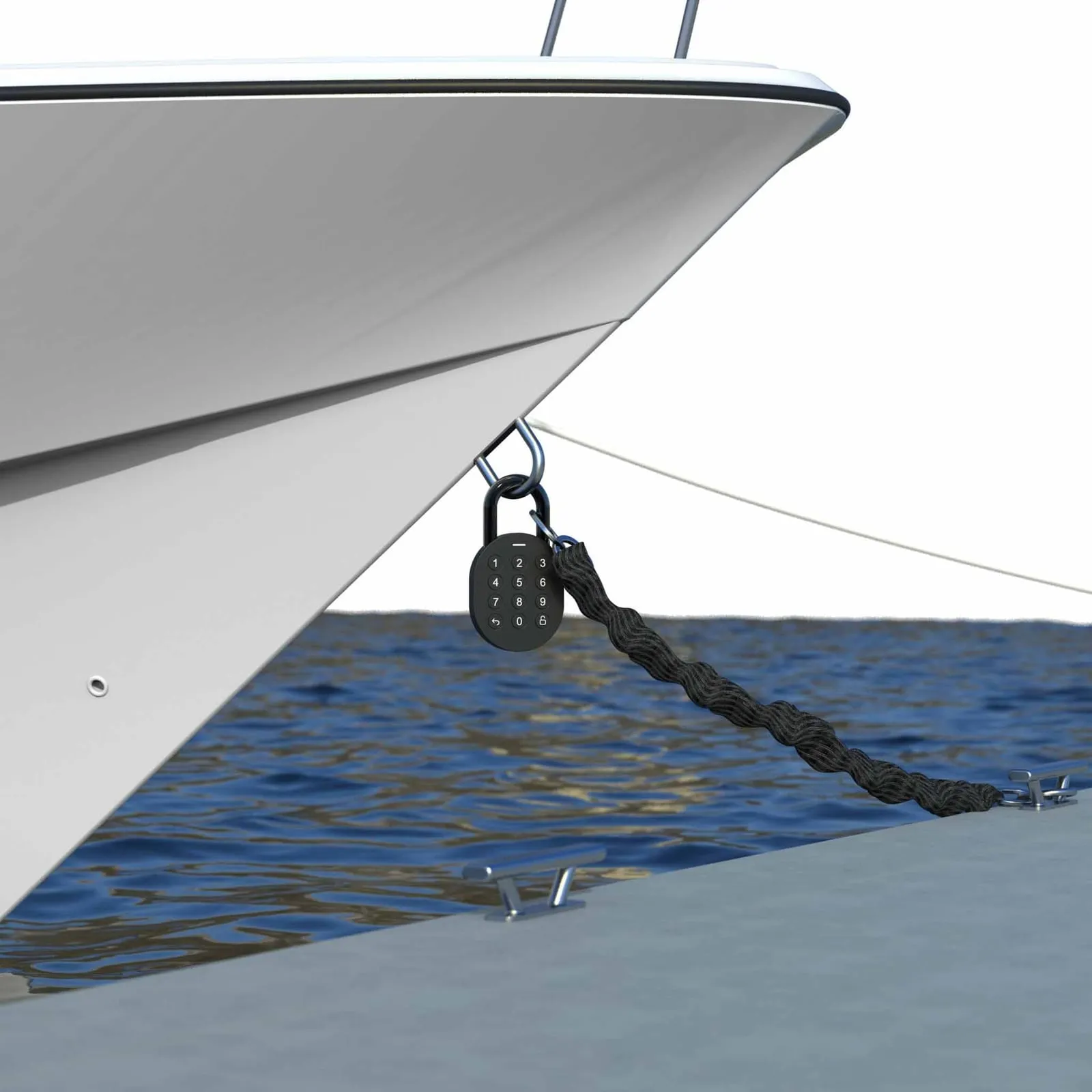 Boat locked with a padlock - unmanned boat rental