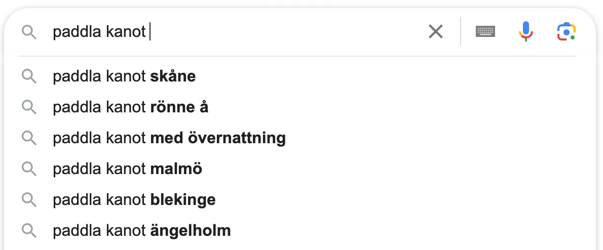 google sökning exempel