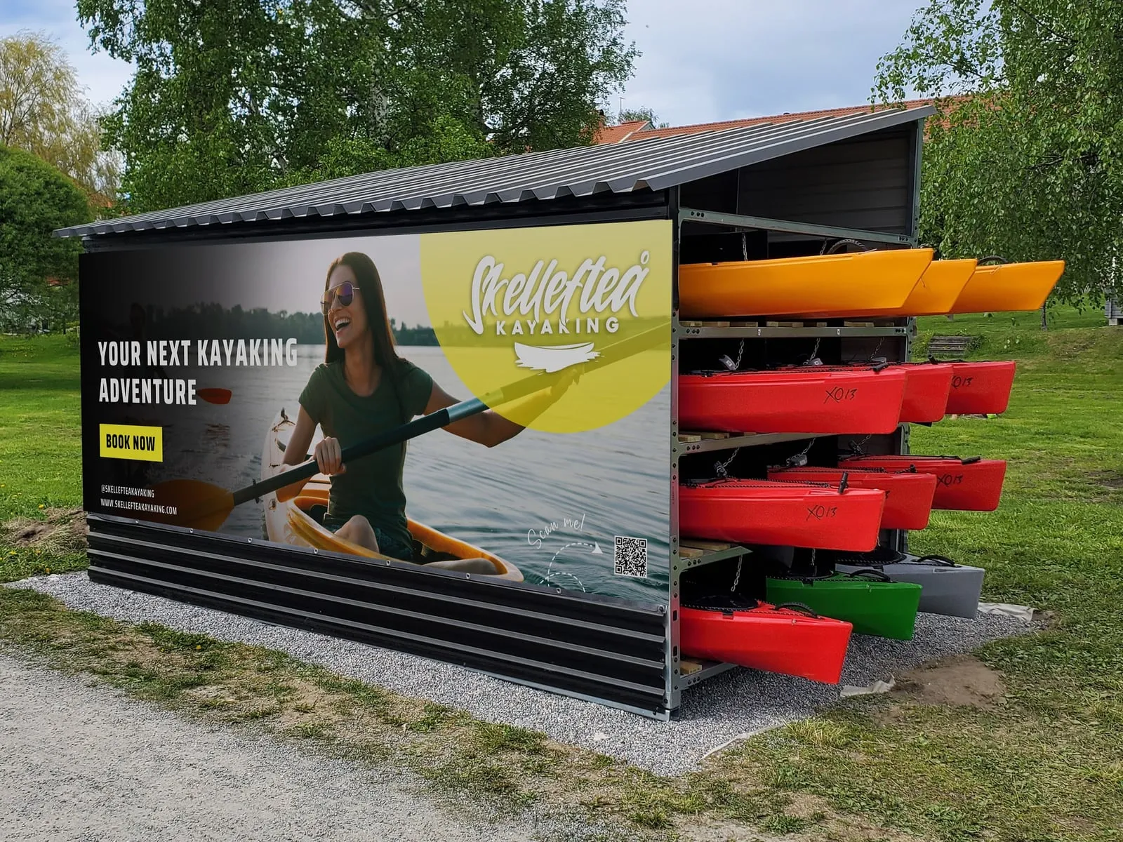 Self-service kayak station at Skellefteå Kayaking in Skellefteå, Sweden