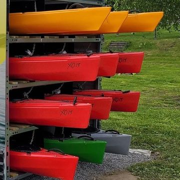 Skellefteå Kayaking's unmanned kayak station on the Skellefteå River